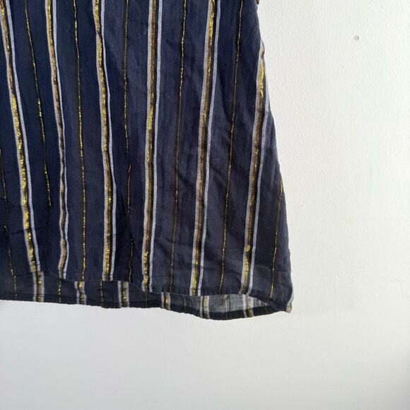 Greylin Nevaeh Navy Blue Gold Metallic Flutter Sleeve V Neck Top XS - Picture 5 of 11